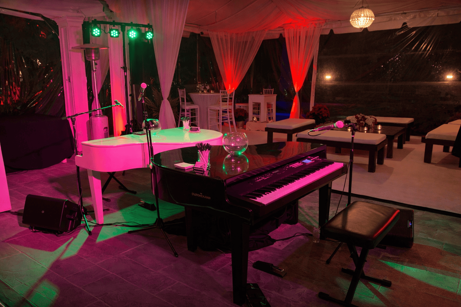 Dueling pianos piano shells and keyboard event production