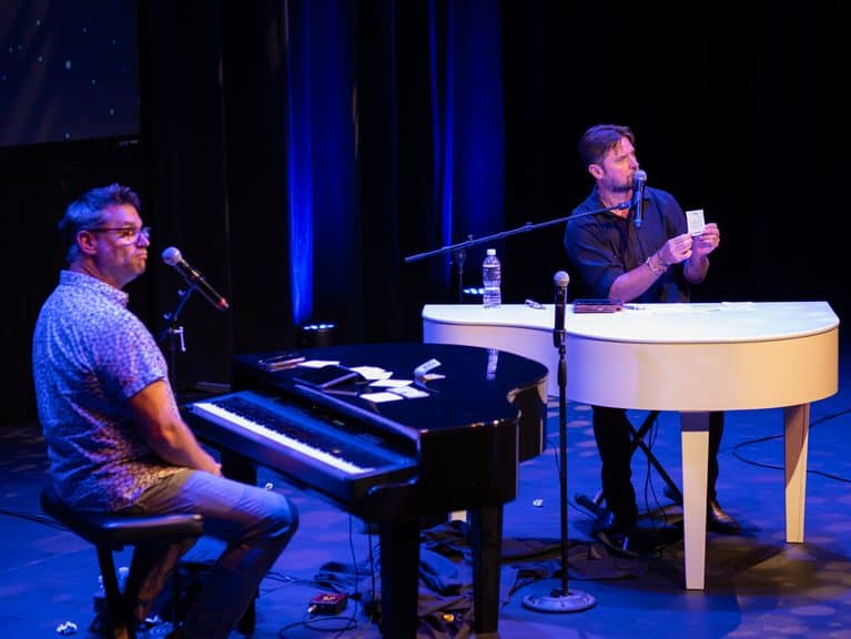 Adam and Adam with Black & White Dueling Pianos at Brea Fest